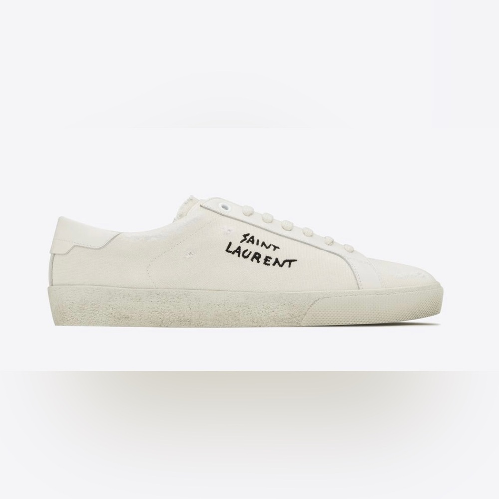 White canvas YSL sneakers